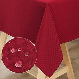 WELTRXE Round Tablecloth Water Resistant Polyester Plaid Table Cloth Dining Table Cover for Home Restaurant Party Buffet Picnic, Silver Grey, Diameter 180cm