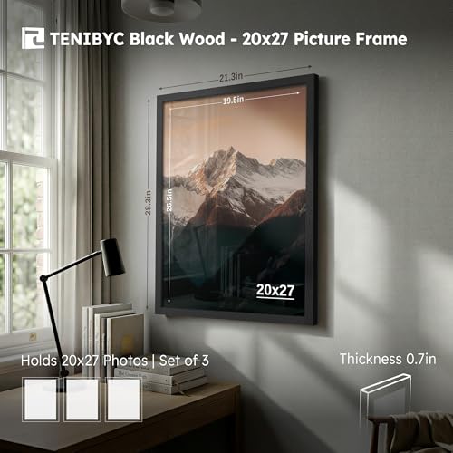 Cadres photo en bois massif 50,8 x 68,6 cm | Grand cadre mural lot de 3