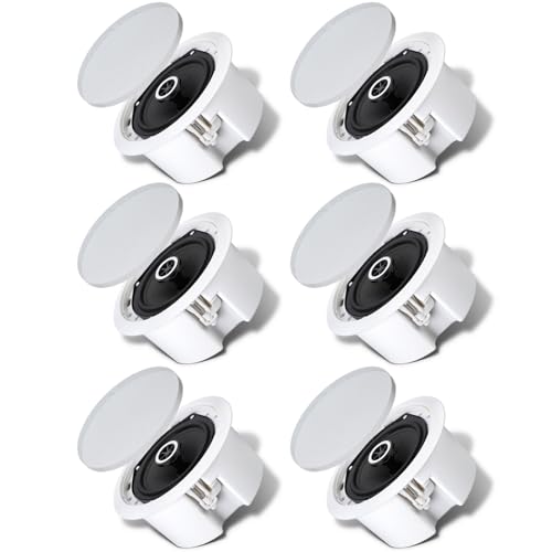 Bocinas, Musical Instruments Kanayu - Altavoces redondos de techo de 50 W, 6 unidades, de 9 pulgadas, para montaje empotrado en pared, amplificador de sonido, doble woofer, adecuado para...