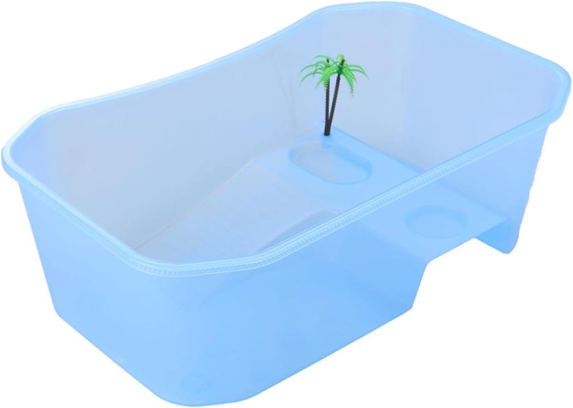POPETPOP Turtle Tank Reptile Habitat Reptile Aquarium Tank Turtle Feeding Box Basking Platform