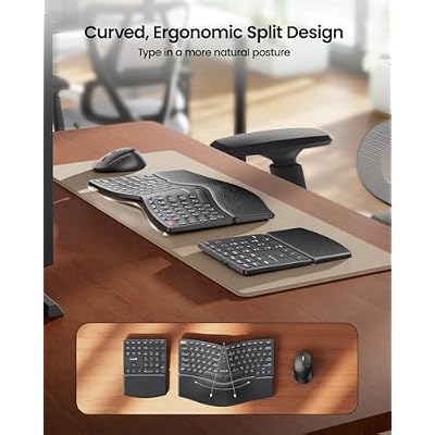 ProtoArc Ergonomic Keyboard Mouse, EKM04 2.4GHz USB Wireless Ergo Keyboard Mouse Combo with Separate Numeric Keypad, Split Design, Hard Wrist Rest, Rechargeable, for Windows Desktop/PC/Laptop