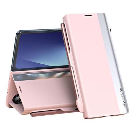 Coque Samsung Galaxy Z Fold7 rose avec stylo et support 360 en cuir