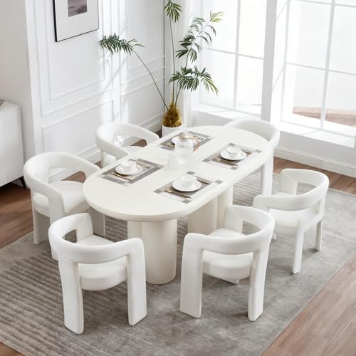 Modern Boucle Barrel Dining Chairs Set of 6