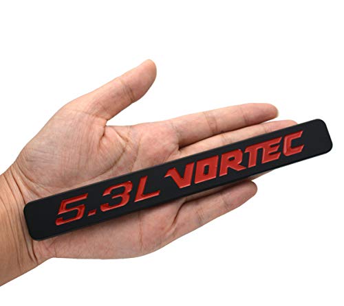 Image of Aimoll 2pcs 5.3l Vortec Hood Emblems Replacement for Z71 GMC Engine Badge Silverado Chrome (Black Red)