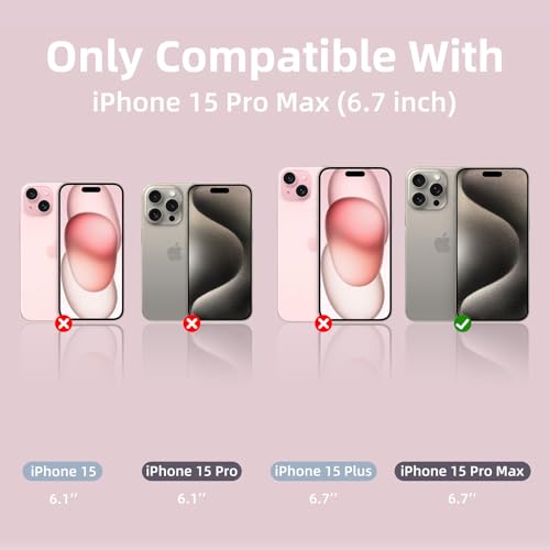 K TOMOTO Magnetic Case Compatible with iPhone 15 Pro Max [for MagSafe] [Anti Yellowing] Translucent Matte Phone Case with Camera Lens Guard, Rugged Protective Cover 6.7-Inch, Light Pink — view 2