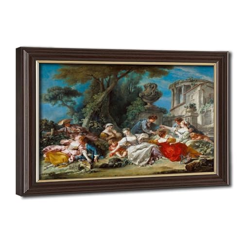 Toile François Boucher Les Attrape-Oiseaux - Décoration Murale Salon et Cadre Suspendu