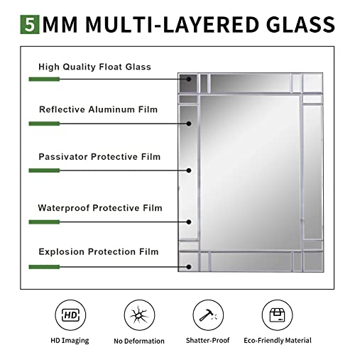 Solrig Wall Mounted Mirror, 30" ×22" Rectangular Hanging Mirrors Vanity Mirror For Bathroom, Bedroom, Living Rooms Modern Home Decor #TOP1