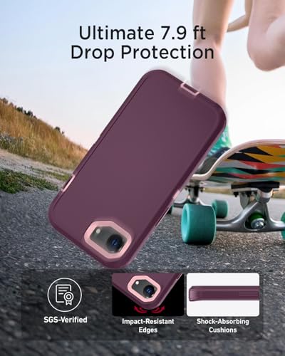 Coque iPhone 16e Miimall avec béquille réglable et sécurité renforcée bordeaux - 5