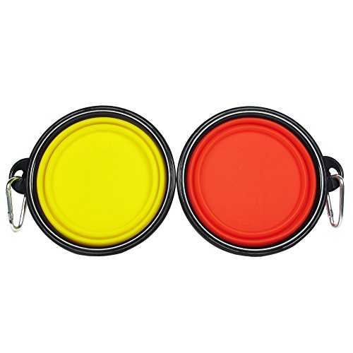 Douges Small Size Travel Pet Bowl, For Cats And Dogs, Silicon, Collapsible Bowl For Food And Water Feeding (Red,Yellow) #TOP7