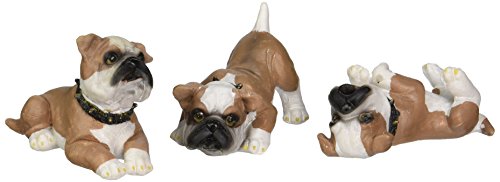 Design Toscano Stop, Drop and Roll, Britisch Bulldoggen-Welpen, Figuren: 3er-Set
