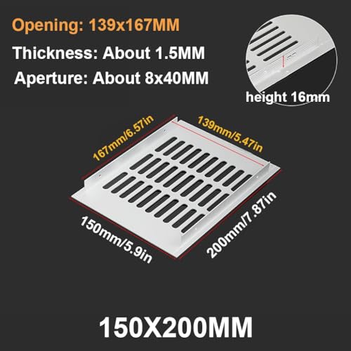 Grilles d'aération 150x200 mm lot de 2 grilles de ventilation de placard - 6