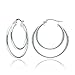Sterling Silver Double Circle Round-Tube Polished Hoop Earrings, 30mm