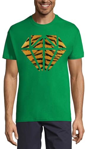 T-shirt en coton respirant vert col rond pour homme avec motif tigre stylé