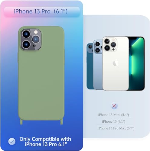 Image of Compatible with iPhone 13 Pro Case with Strap, Crossbody iPhone Case with Lanyard Adjustable Shockproof Drop Protection Silicone Phone Cover for iPhone 13 Pro 6.1'' Mint Green