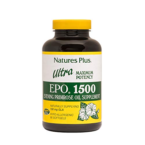 NaturesPlus Ultra EPO 1500 - 1500 mg Evening Primrose Oil, 90 Softgels - Hormone Balance Supplement, Promotes Healthy, Clear Skin, Anti-Aging, Antioxidant - Gluten-Free - 90 Servings