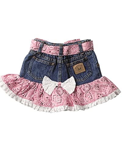 Girls Rodeo Skirt Set, 2 Piece Denim Skirt and Bandana Boots Tee, Cowgirl Western Outfit