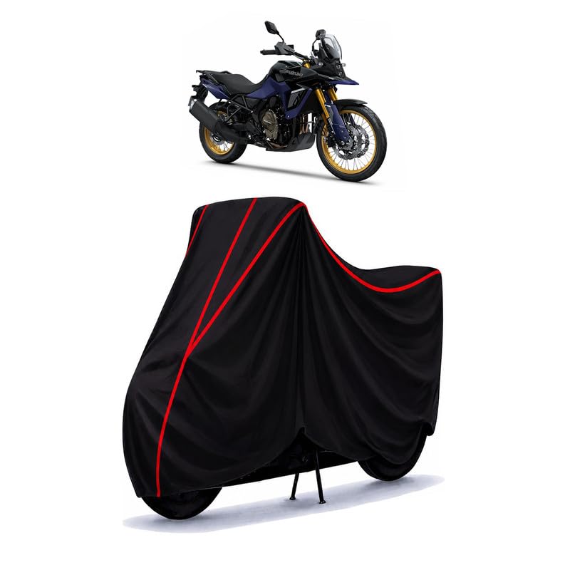 Image of Suzuki V-Strom 800DE Water Resistant Bike Cover for All Motorcycles & Rain | Heavy Duty Taffeta Fabric | UV Protection, Dustproof, Scratchproof | All Weather Two Wheeler Body Cover with Elastic Bottom
