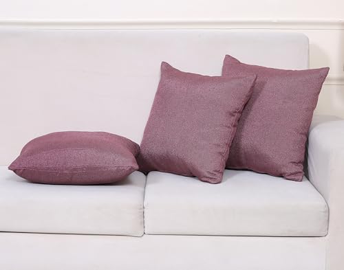 Yellow Weaves Jute Texture Cushion Covers, 24 X 24 Inches, Dusty Purple, Set of 3