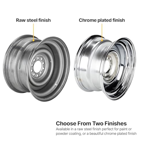 Speedway Motors Smoothie 15 x 8 Plain Steel Wheel, 5 on 4.5/4.75 Dual Bolt Patterns, 4.25 Wheel Backspacing, 3/16 Inch Thick Steel Centers with Reinforcing Rib