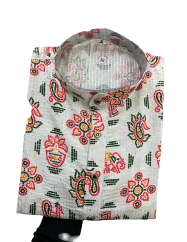 Image of FOXDX Men's Traditional Cotton Floral Printed Only Kurta
