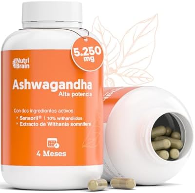 Ashwagandha Alta Potencia: Adaptógeno con Sensoril® (10% Withanólidos) | Sueño Profundo, Estrés, Bienestar, Energía, Concentración | 120 cápsulas | 4 Meses | 2x Más Concentrado que Ashwagandha KSM-66
