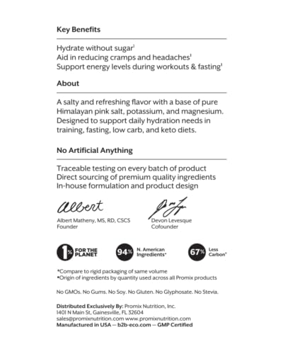 ProMix Nutrition Electrolytes Powder Hydration Packets - Himalayan Pink Salt, Magnesium, Potassium, Vitamin C - Salted Watermelon, Lightly Sweetened - 30 Servings (Pack of 30)