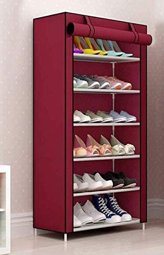 Maroon 6 Layer Multi-Purpose ShoeRack, Freestanding Plastic Organizer with Adjustable Shelf for Home, Hallways, Red 2shoerack,7shoesrack,8shoesracks,11shoes Stand,Furniture Home,5shoerack with Cover