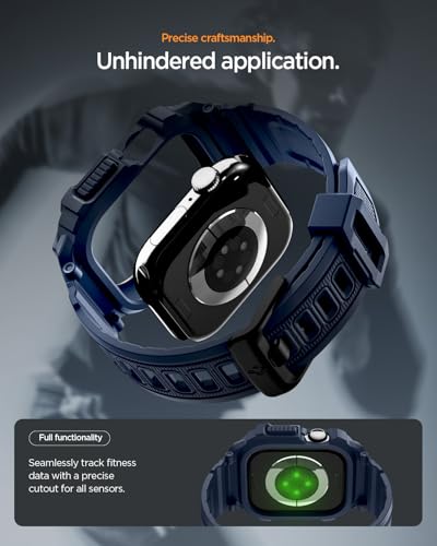 Image of Spigen Rugged Armor Pro 2 for Apple Watch Series 11 42mm Case with Strap Band, Series 10 42mm Protective TPU Cover with Strap - Matte Black