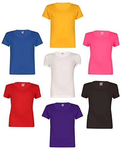 Image of SINI MINI Sinimini Girls Half Sleeve Cotton Round Neck Tshirt with bio wash (Pack of 7).