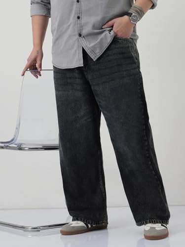 Image of Urbano Plus Men's Loose Baggy Fit Heavy Washed Jeans Non-Stretchable