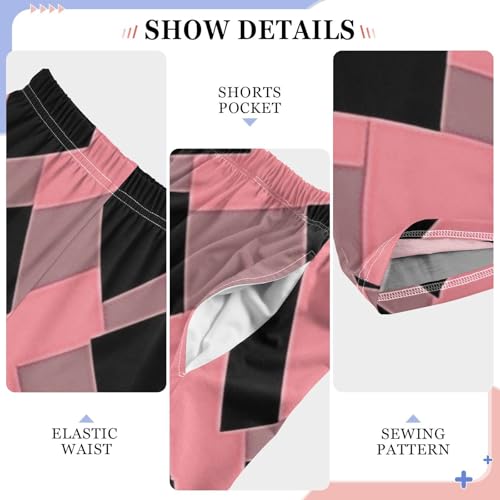 Boys' Pants Irregular Pink Black Checkerboard Long Bottoms Jogger Pants Elastic Waist Trousers with Pockets S-XL4