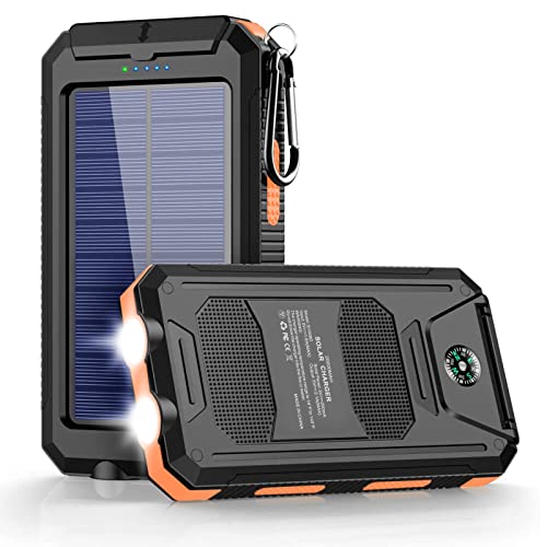Annero Solar Power Bank, Solar Charger 20000Mah Portable Solar Phone Charger Waterproof External Battery Pack With Dual Usb Ports & Led Flashlights #TOP18