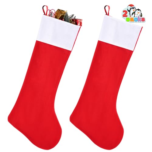 JOYIN 2 Packs 38” Jumbo Felt Christmas Stockings Party Decoration,Giant Christmas Stocking Large Christmas Stocking for Christmas Party Decorations Xmas Holiday Tree Decor