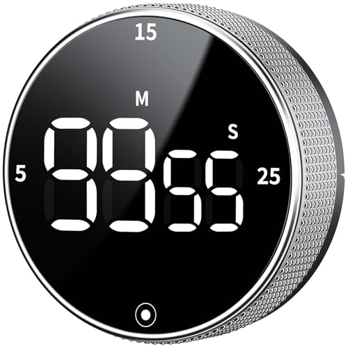 Seniny Digital Kitchen Timer with Magnetic - Visual Timer with Large LED Display, Pomodoro Classroom Timers with 3-Preset Times, Volume Adjustable, Countdown & Count Up Timers for Cooking