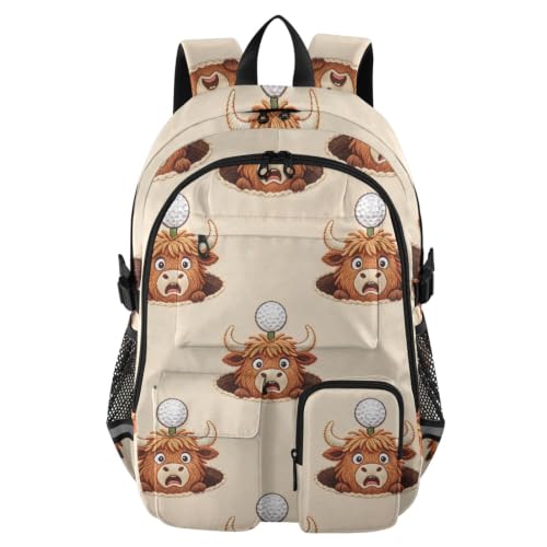 Mochila de negocios de 17.5 pulgadas Highland Cattle maleta de viaje para golf escolar