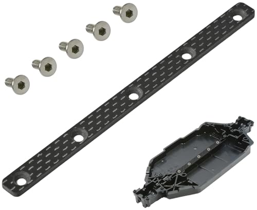 RcThjia Carbon Fiber Chassis Reinforcement Stiffener for Tamiya TT-02, 3mm Thick Lightweight Chassis Brace, Enhanced Rigidity & Stability for TT-02, RC Car Upgrade Part for Racers & Hobbyists Black
