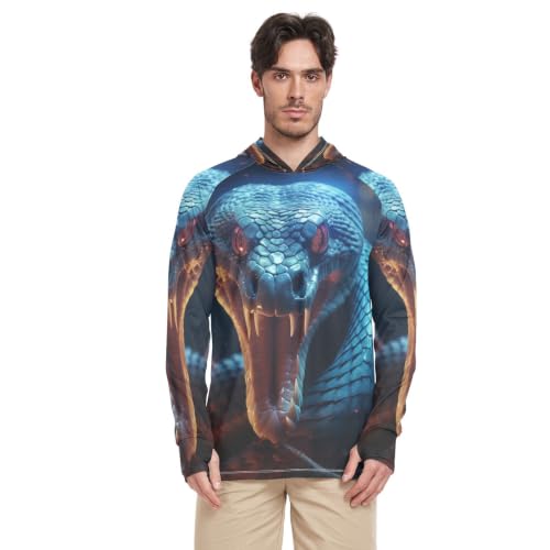 Rash guard homme serpent bleu t-shirt anti-UV pour la pêche et running active