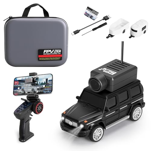 Authticar WLtoys Mini RC Car, 1:64 Scale FPV RC Drift Car with 720P HD Camera, 2.4GHz Transmitter and WiFi App Control with Gyro First Person Perspective Mini Racing Toys for Hobby RC (Black) (Black)