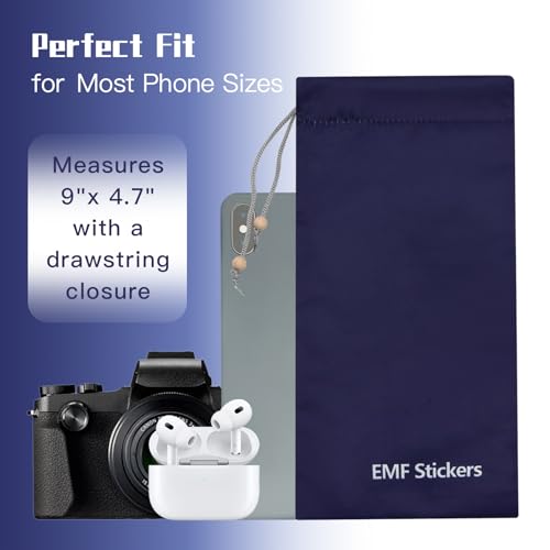 Faraday Bags EMF Shield Sleeve Blocker Protection for Cell Phone Smartphone Pouch Signal Blocking Case for 5G RFID in Pocket Drawstring Closure(Blue, 2 Pcs) ZcarpetH