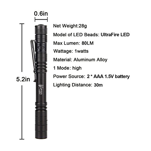 Ultrafire Pocket-Sized Flashlight,Uf-3Al,Penlight With White Led,80 Lumens,5 Pack (Flashlight Only) #TOP1