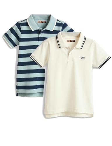 Image of Amazon Brand - Symbol Boys Cotton Rich Striped Polo Tshirt | Collar Tshirts | Half Sleeves | Regular Fit