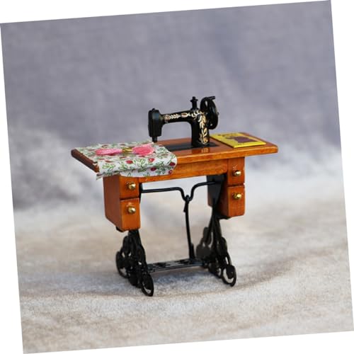 TEHAUX Poppenhuis Naaimachine Houten Meubilair Speelgoed Voor Babypoppen Mini Poppenhuis Mini-meubels Vintage Inrichting Huis Goederen Metaal Model Naaien Gereedschap - Image 8