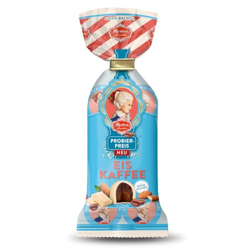 Reber Eiskaffee Constanze Mozart-Kugeln Tüte, 8er Packung, Mozart-Kugeln aus Weiße Schokolade mit Mokka Marzipan, Gefüllt mit Pistazien, Marzipan, Mandeln, Haselnuss-Nougat, 160g (8 Mozart-Kugeln)