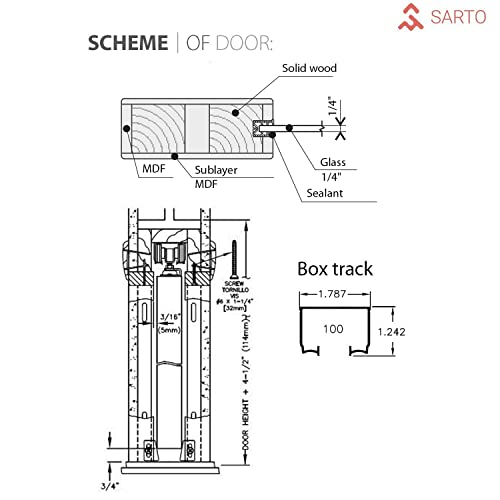 SARTODOORS Sliding French Pocket Door 30 x 80 inches with Frosted Glass | Quadro 4445 White Silk | Kit Trims Rail Hardware | Solid Wood Interior Bedroom Sturdy Doors
