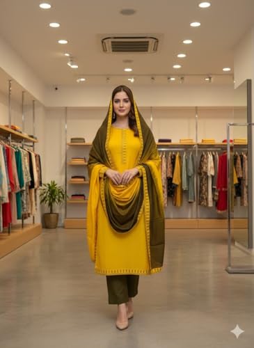Image of HMP Fashion Womens Bombay Cotton Embroidery Tie Cotton Unstitch dress Material With Chanderi lace bordered Dupatta