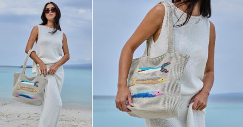 Image of The Sak Crafted Classics Tote Bag - Hand Crochet Women's Purse For Everyday, Travel, Beach Bag - Carryall Shoulder Bag Straps