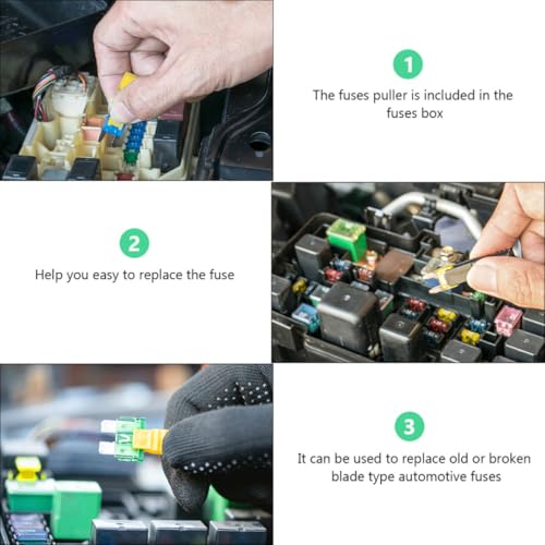 Kit de fusibles para auto con 300 piezas, con fusibles precisos y herramienta extractor, material de aleación de zinc y PC que protege el automóvil de corriente excesiva miniatura 7