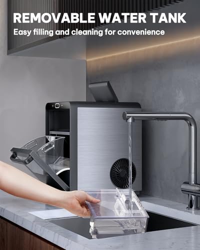 Silonn Nugget Ice Maker Countertop, Crushed Ice Maker & Pebble Ice Machine Produces 44lbs/24h with Front Pull-Out Water Tank & Removable Basket for Home/Kitchen, Stainless Steel - Thumbnail 7