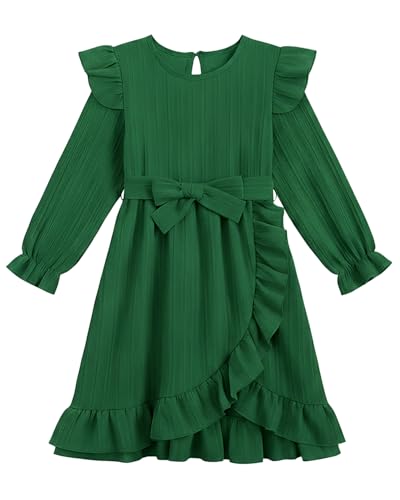 JiAmy Kleider für Mädchen Langarm Kleid Kinder Elegante...