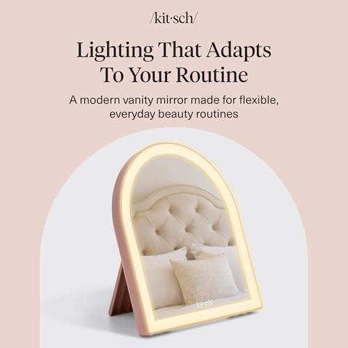 Kitsch Arch Desk Vanity Mirror with Lights - Terracotta - image 9